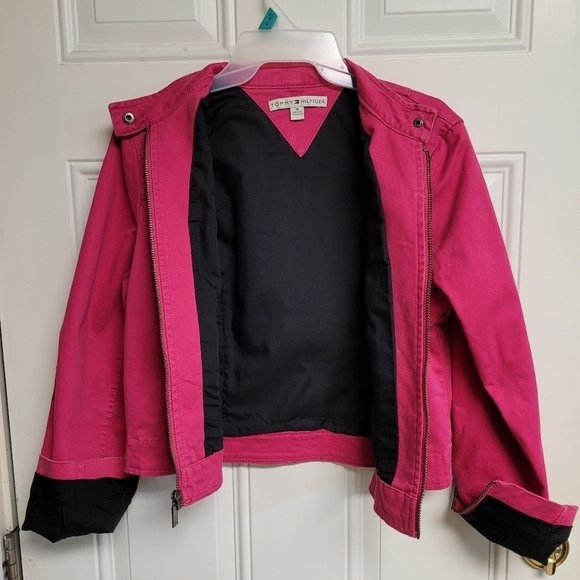 Tommy Hilfiger Pink Full Zip Crop Jean Jacket Size Medium - Picture 6 of 12